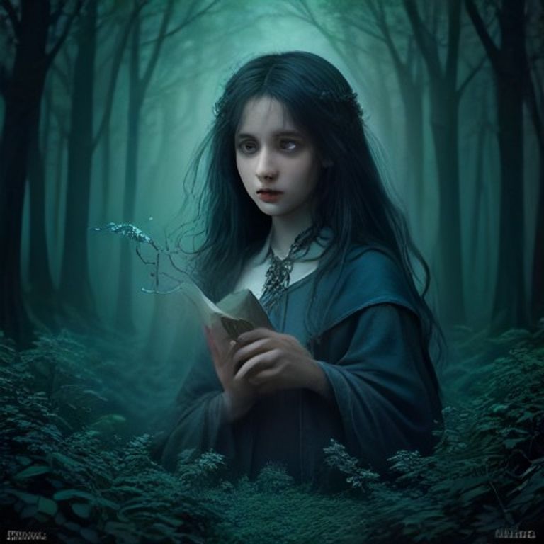Ilustración fantástica de bestias míticas entre brumas de un bosque encantado, rodeadas de luz mágica dorada